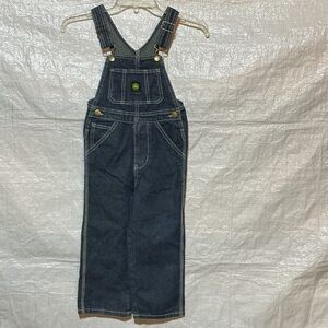 John Deere Denim Bib Overalls Green Logo Sz 5
